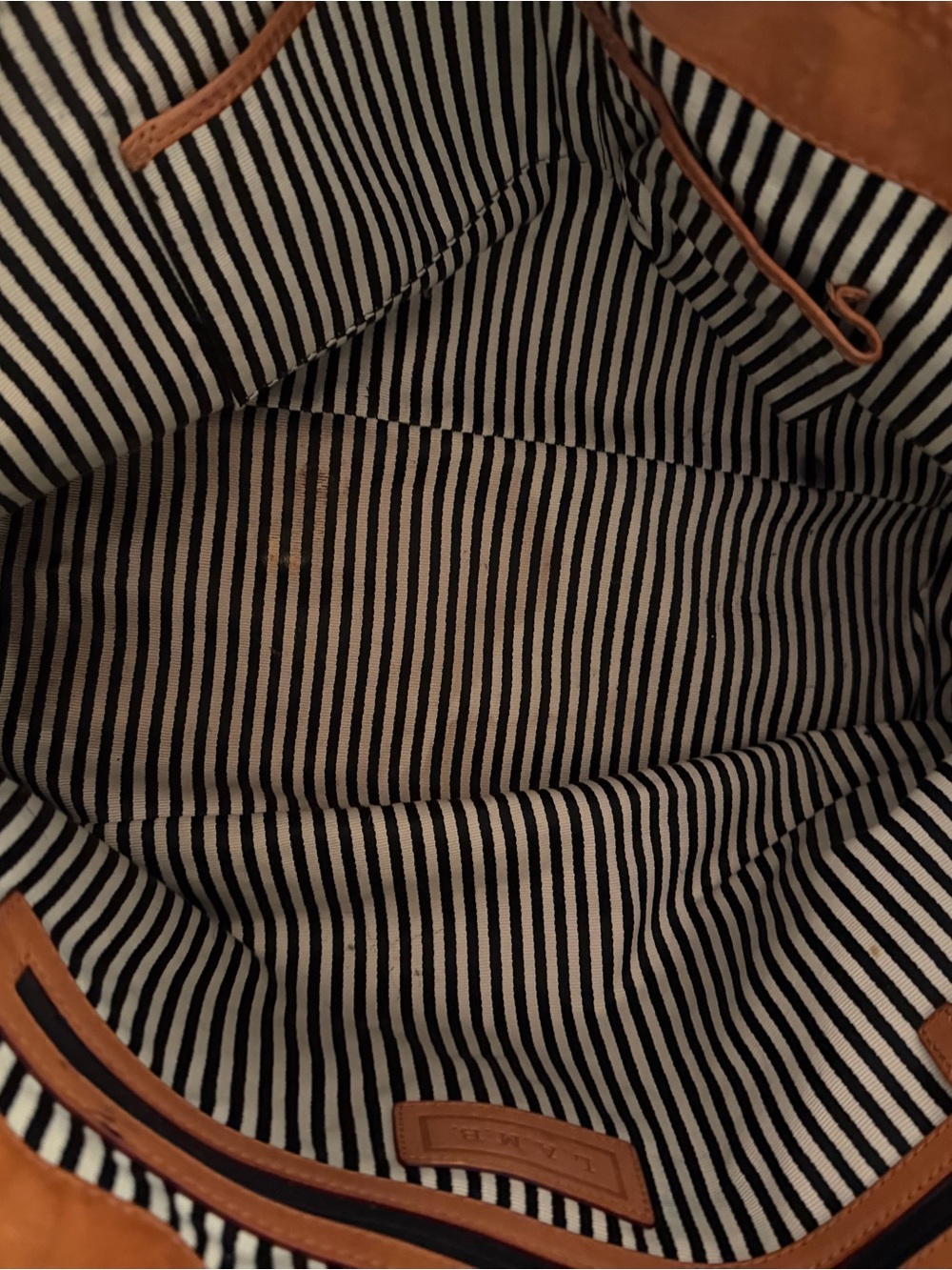L.A.M.B. Black & White Checkerboard Tote with Brown Leather Straps - Picture 3 of 3
